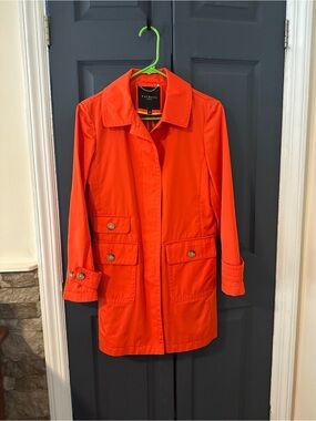 Talbots Vibrant Orange Button-Front Trench Coat